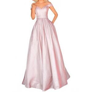 NEW CLARISSE fit and flare maxi dress in silver/blush